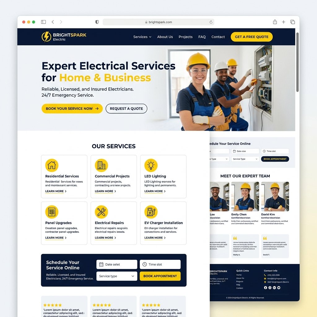 Electrician Service Website Mockup Gudsoft