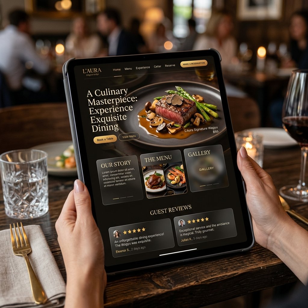 Gourmet Restaurant Website Mockup Gudsoft